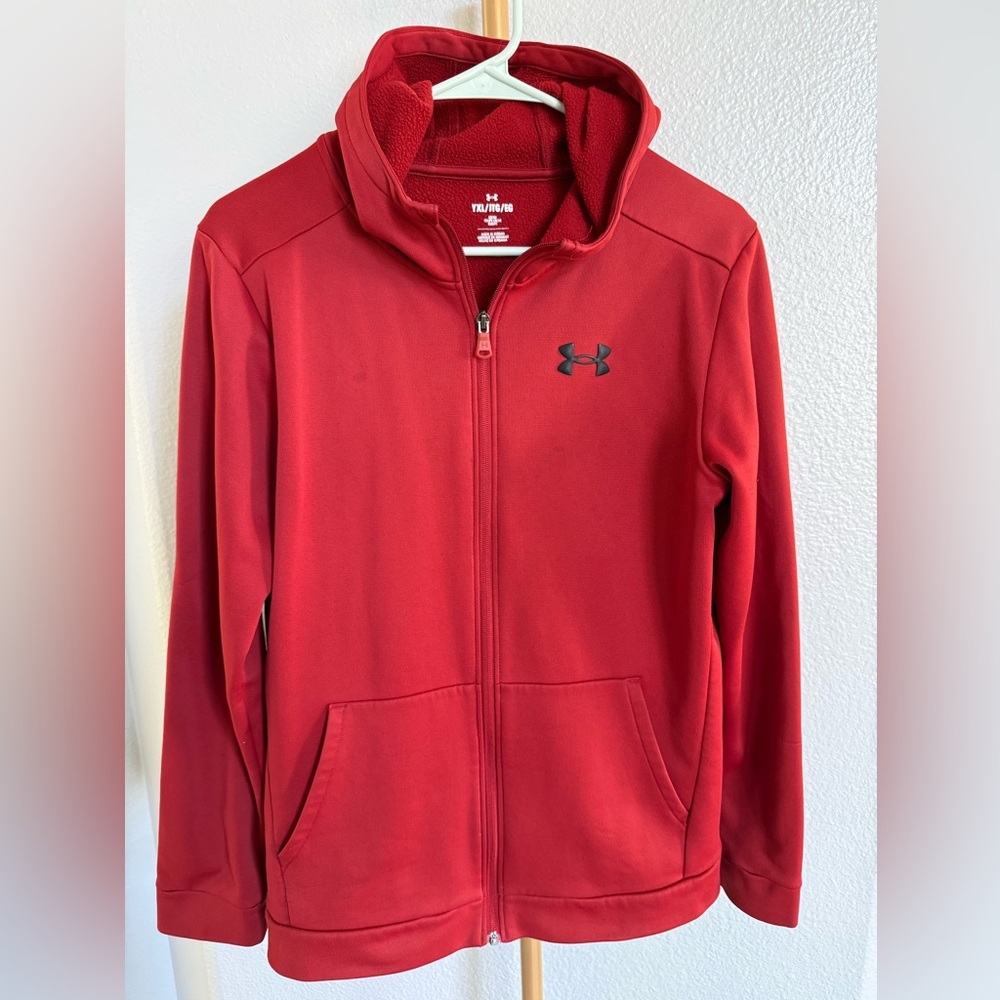 Under Armour Kids Deep Red Zip-Up Hoodie size XL